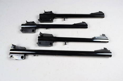 Lot of 4 Thompson Center Contender Barrels: includes .45 ACP, 9mm Luger, .30 M1, .35 Remington. Two are in original boxes, all are 98-99% with excellent bores.