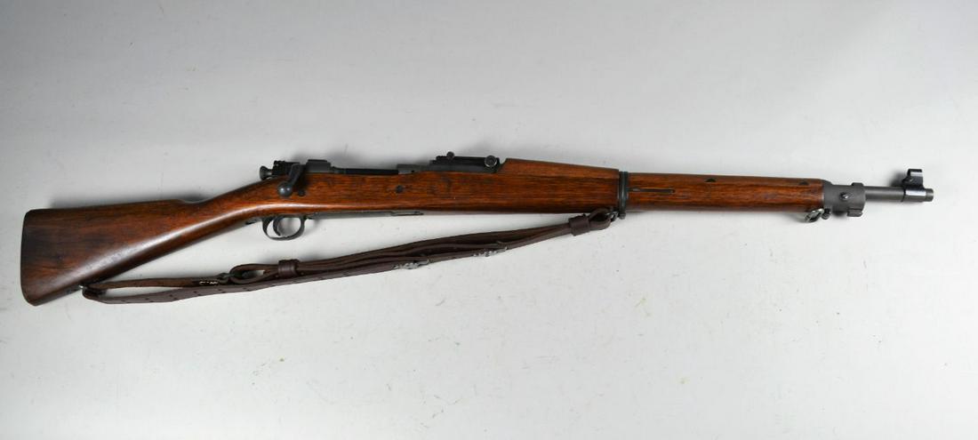 Remington Model 1903 Rifle*: in .30-06, Serial #1032XXX. Barrel is marked 1-28. Approximately 90% finish. Bore is very good with minor pitting. Stock is excellent with a few spots of filling in of dents. No proof marks or cartouc
