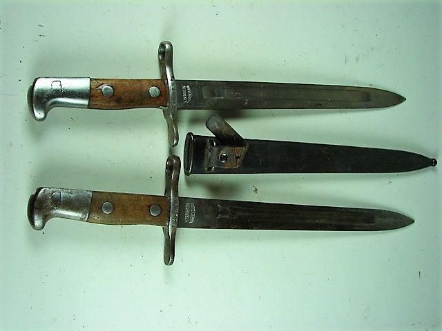2 Swiss 1889/11 Rubin Bayonets: light wear/rust