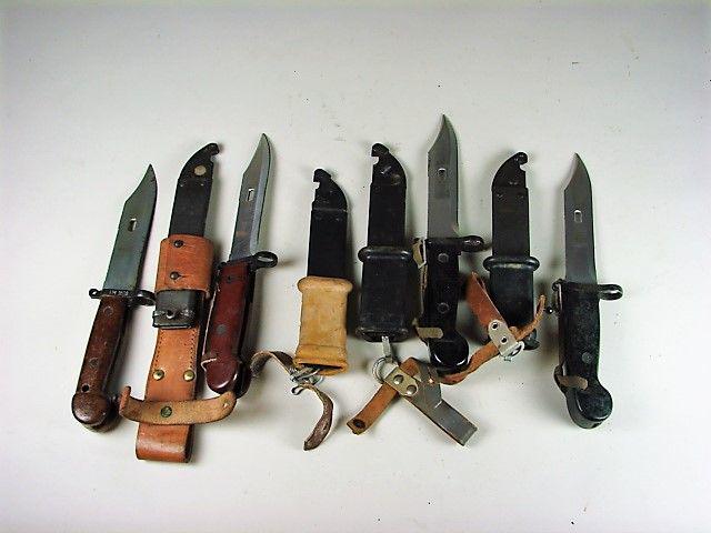 4 Russian AKM Bayonets: light wear throughout