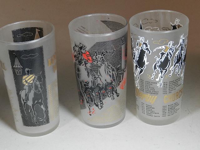 1959, 1960 & 1961 Kentucky Derby Glasses: excellent condition, 5 1/4" h