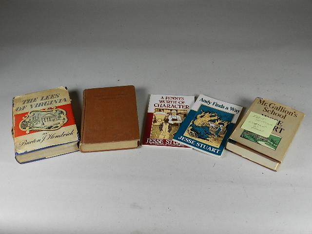 5 Books: two history books and 3 Jesse Stuart books, one is signed