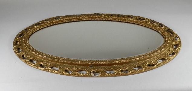 Oval Gilt Mirror: some gilt broken, 26 1/2" h x 44 1/2" w