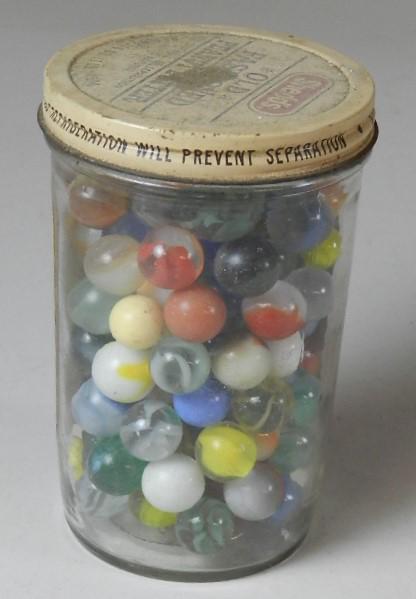 Jar of Vintage Marbles: multiple colors