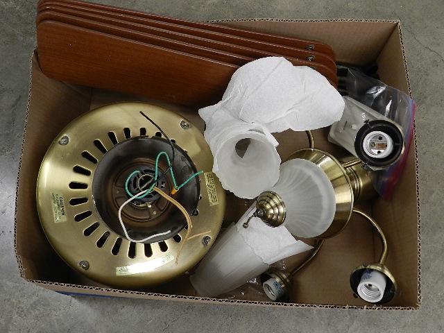 5 Blade Hunter Ceiling Fan: with lights, antique brass finish