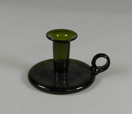 Blenko Olive Green Chamber Stick: 3 1/2" h