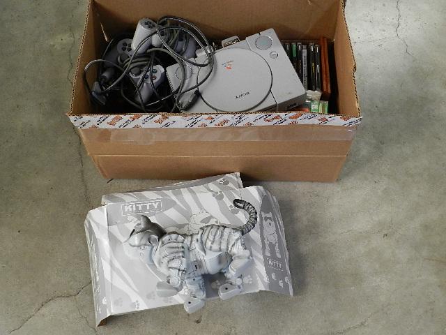 Sony Playstation: with games and Robotic Kitty, untested
