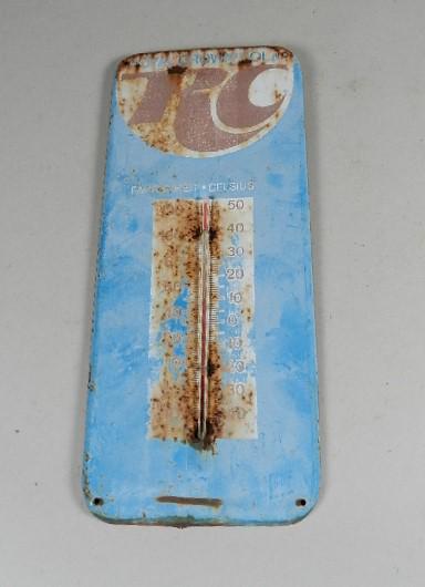 RC Cola Advertising Thermometer: still functional, weathered condition, 13" h