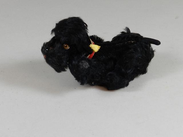 Early Steiff Mohair Dog: with original ear tag, glass eyes & nose, 6" w