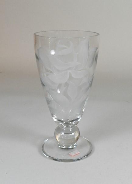 Tiffin Sand Carved Crystal Vase: with rose, 10" h