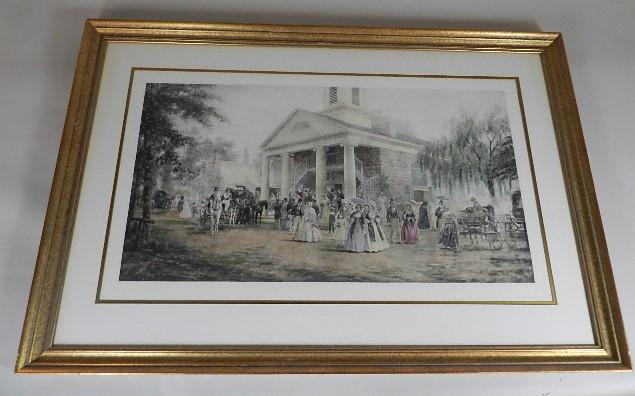 "The Old Dutch Church" Print: by Edward Henry, hand colored, 31" h x 46" w
