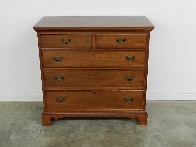 4 pc Craftique Bedroom Suite: full size four poster canopy bed. Canopy needs work, wear to finish. 2 drawer over 3 dresser and two 3 drawer night stands, keys included