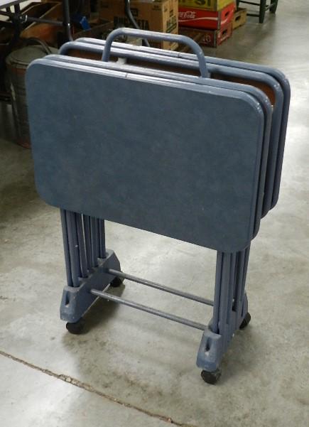 4 pc TV Tray Set: with holder