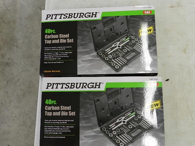 2 New Pittsburg 40 pc SAE Carbon Steel Tap & Die Set: 2 New Pittsburg 40 pc SAE Carbon Steel Tap & Die Set