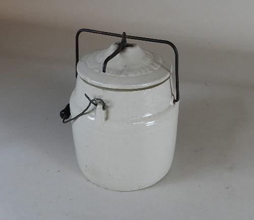 Webster Stoneware Company No 5 Canning Crock: with bell handle, 10" h