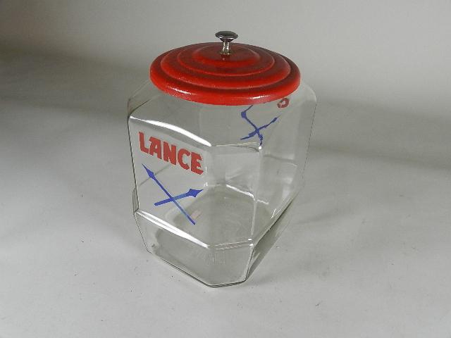 Vintage Lance Store Jar: with metal lid, 12" h