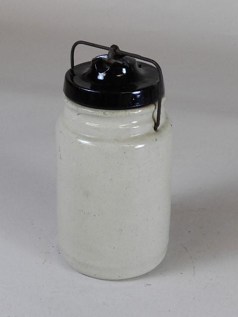 Canning Crock: with original lid, 8" h