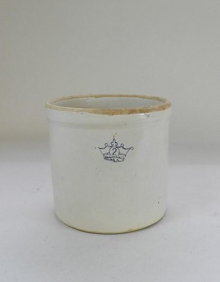 2 Gallon Crock: with blue crown, 9" h