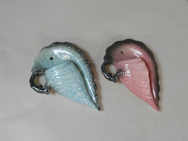 2 Hull Art Pottery Wall Pockets: 8" long