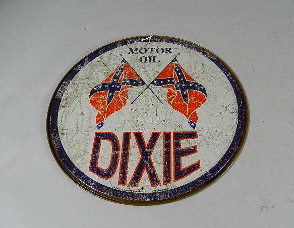 Dixie Motor Oil Sign: 11" dia