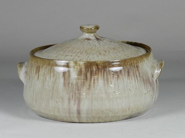 J.B. Cole NC Pottery Large Covered Dish: excellent condition, 6 1/2" h x 10 1/2" w