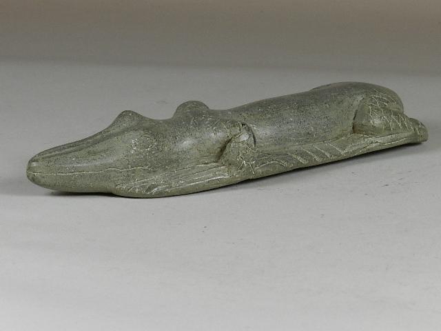 Carved Stone Alligator: stylized form carved out of granite, 12 1/2" long