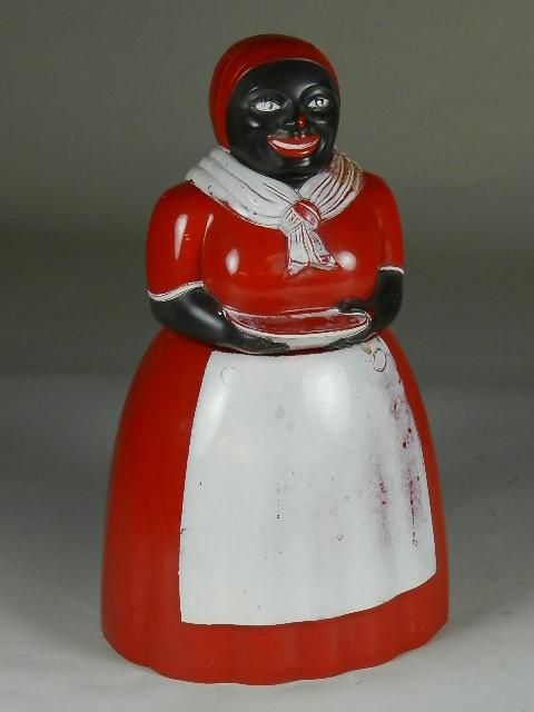 1950s Aunt Jemima Cookie Jar: by F&F Dayton Ohio. Chip in bottom edge of lid, loss of paint, 11 1/2" h