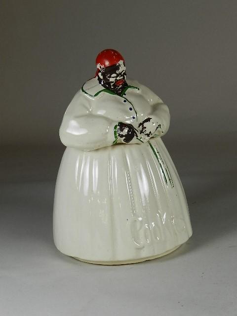 McCoy Mammy Cookie Jar: shows typical loss of paint but not chips or cracks, 11" h x 7 1/2" w