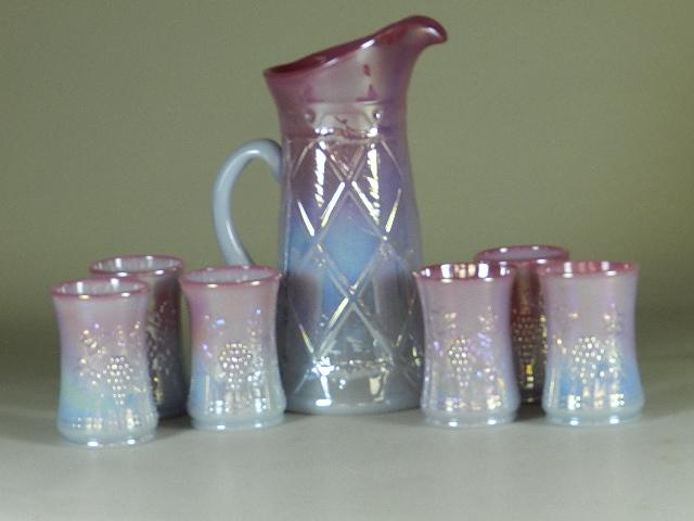 7 pc Iridescent Glass Lemonade Set by Gibson: 12 1/2" h