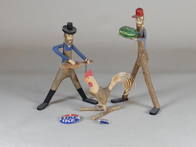 3 Folk Art Figures Carved by Paul Taylor of VA: 3 Folk Art Figures Carved by Paul Taylor of VA