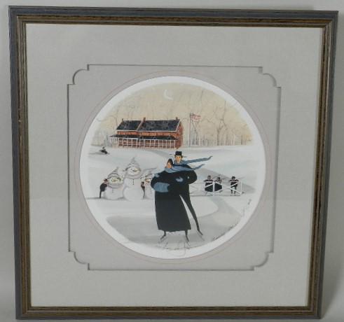 P. Buckley Moss Print "Love and Joy": shadow matted, 17" h x 16" w