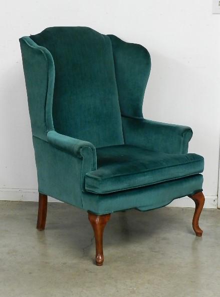 Upholstered Chair: Sam Moore Furniture Industries Bedford, VA, stain on bottom of seat 44" h