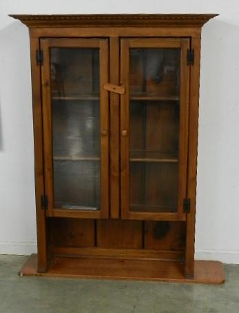 Pine 2 Door Cupboard Top: with added base, repaired cornice, 56" h x 42" w x 14" d
