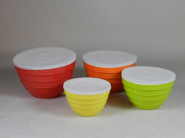 Vintage Style Melamine Nesting 4 pc Bowl Set: largest 11" w