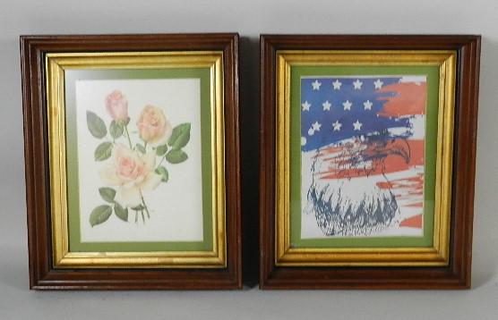 2 Prints in Walnut Shadow Box Frames: 13" h x 11" w