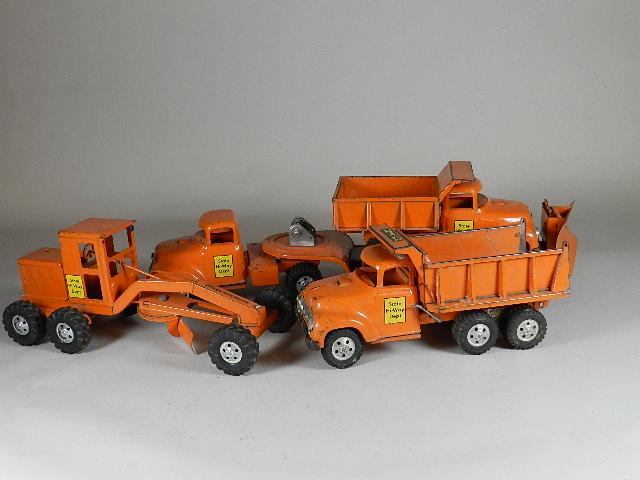 1950s 4 pc Tonka State Hi-Way Truck Set: heavy play wear