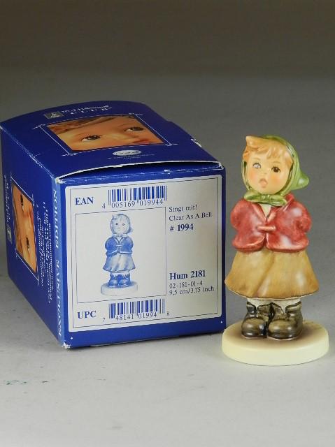 Goebel Hummel Clear as a Bell: trademark 8, in original box, excellent condition, 3 3/4" h
