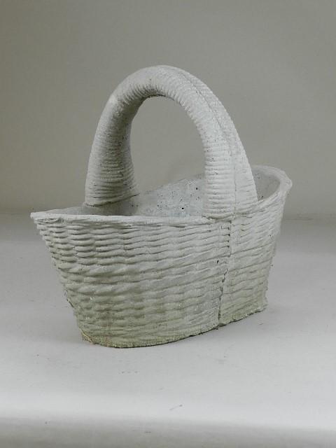 Concrete Basket Planter: 13" h