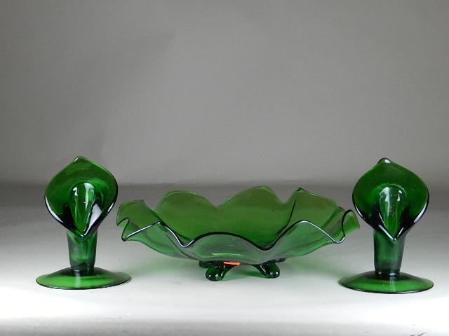 3 pc Cambridge Calla Lilly Console Set: bowl measures 13" w