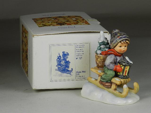 Goebel Hummel Ride Into Christmas: 396 2/0, trademark 6, has correct box, excellent condition, 4 1/4" h