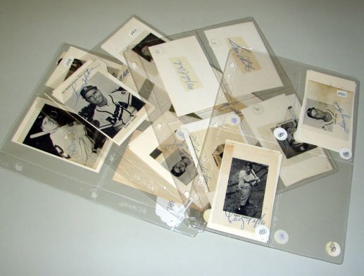 Twenty Eight 1950s Players Autographs: On 3x5 and cut from programs. Highlights include: Don Mueller, Bob Cain, Dick Littlefield, Tommy Holmes, Dick Hall, Johnny O'Brien, Jim Busby, Andy Parki, Mickey Vernon.