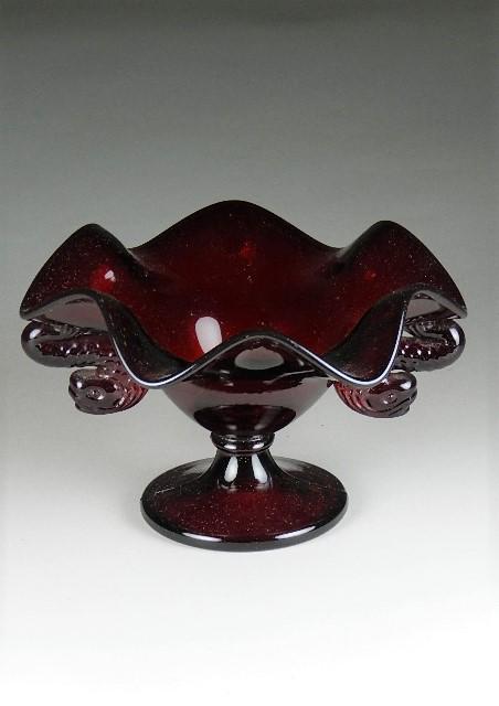 Fenton Dolphin Compote: 4" h x 6" w