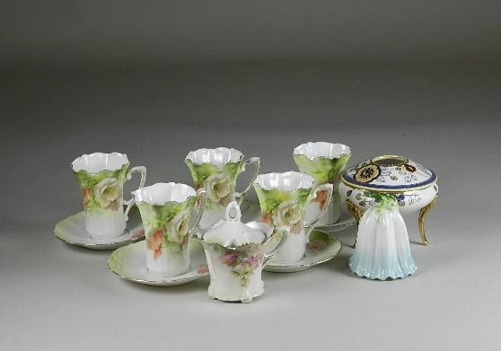 RS Prussia Cups & Mustard Pot & Nippon Hair Receiver: RS Prussia Cups & Mustard Pot & Nippon Hair Receiver