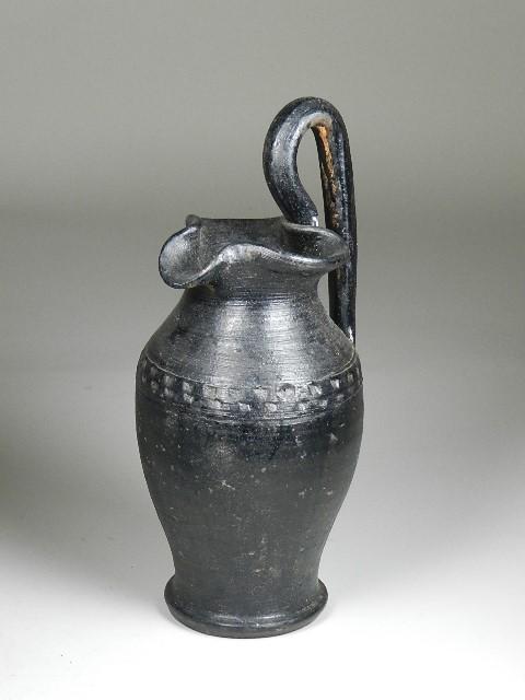 Redware NC Ewer: painted black, 13" h