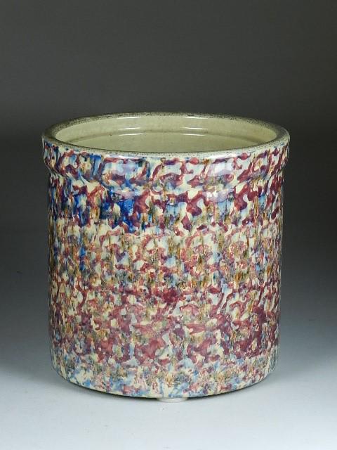 Multicolored Sponge Decorated Crock: 8" h x 8" w