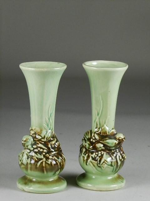 Pair of McCoy Art Pottery Vases: 8" h