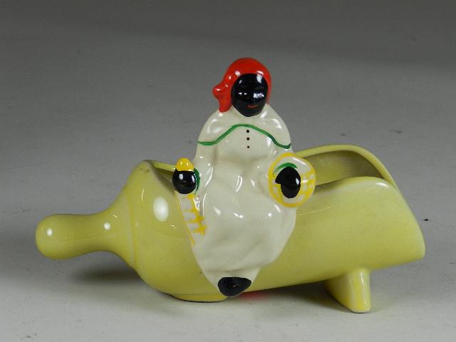 McCoy Art Pottery Planter: some wear to paint, 5" h x 6" w x 3" d