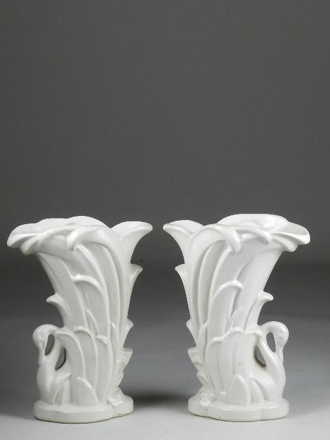 Pair of McCoy Art Pottery Vases: 9" h