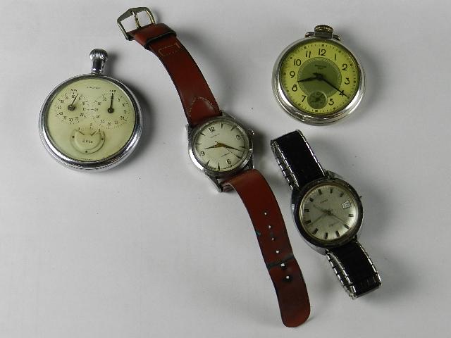 4 Vintage Watches: Hamilton automatic wristwatch running but not guaranteed, 3 others need work
