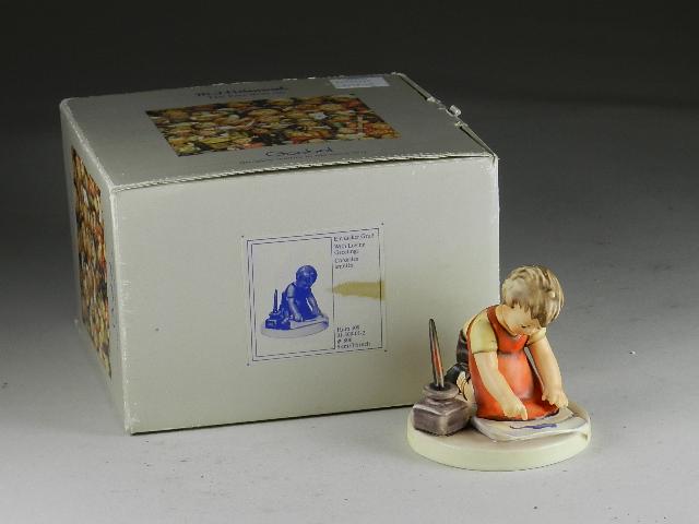 Goebel Hummel "With Loving Greetings": trademark 6, excellent condition, in original box, 3 1/2" h